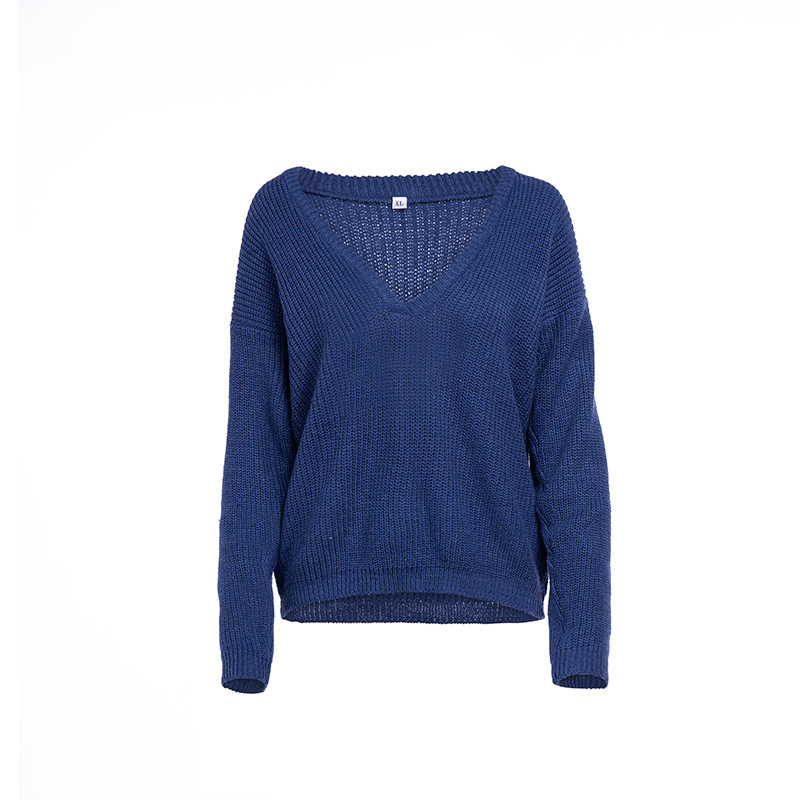 Deep V-Neck Long Sleeve Sweater