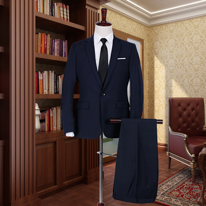 定做加工哔叽面料西服三件套小西装男韩版修身休闲商务正装礼服