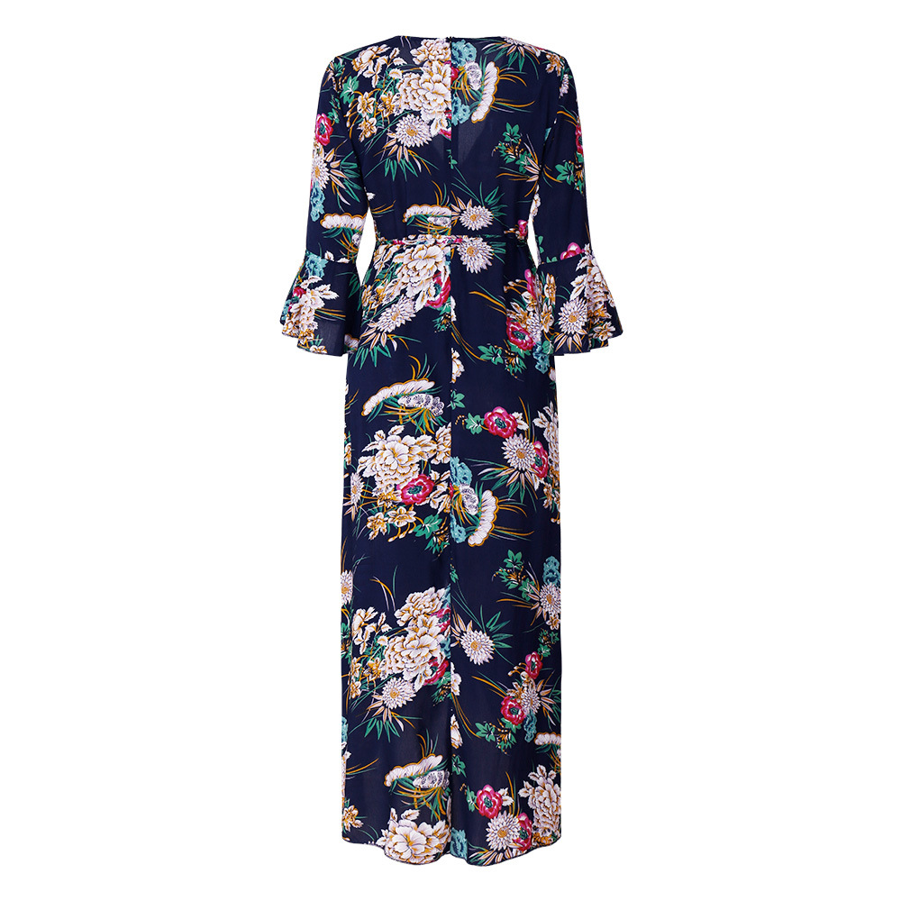 trumpet sleeve printing long skirt NSSA34572