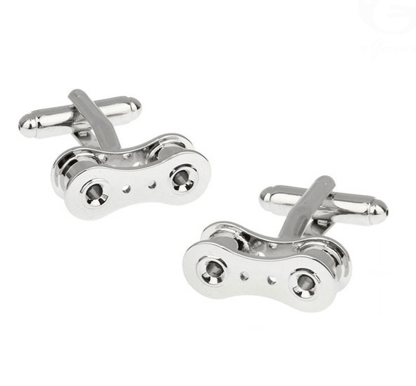 silver bicycle chain cufflinks double hole bearing curve cufflinks men's cufflinks industrial wind in stock wholesale