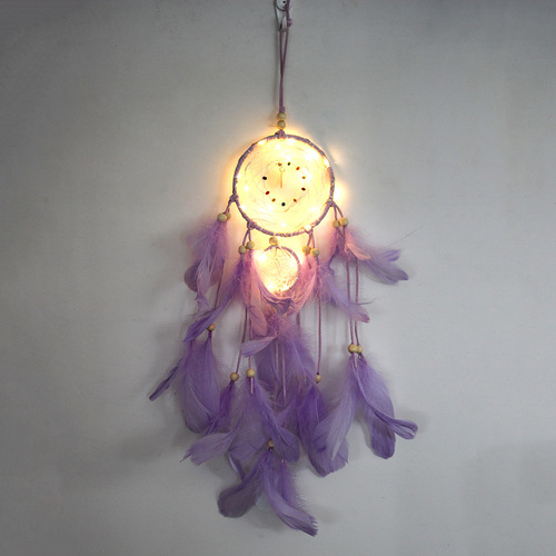 Creative night light dream catcher wall decoration pendant two-ring dream catcher simple decorative wall hanging best friend birthday gift