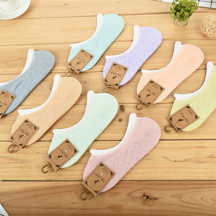 男女棉隐形袜子 纯色透气运动休闲船袜 潮流男女短袜子一件代发|ms