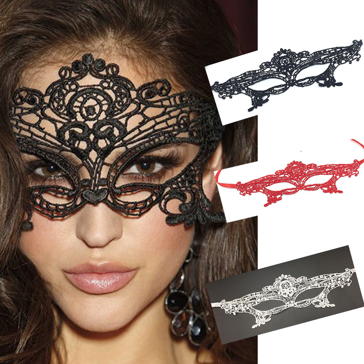 Black Queen Lace Mask Halloween Mask Cos Shooting Props Half Face Sexy Eye Mask Red