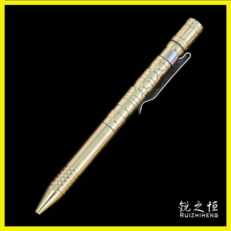 2018新款 多功能黄铜 战术笔 带小刀 带照明LED灯 一件代发