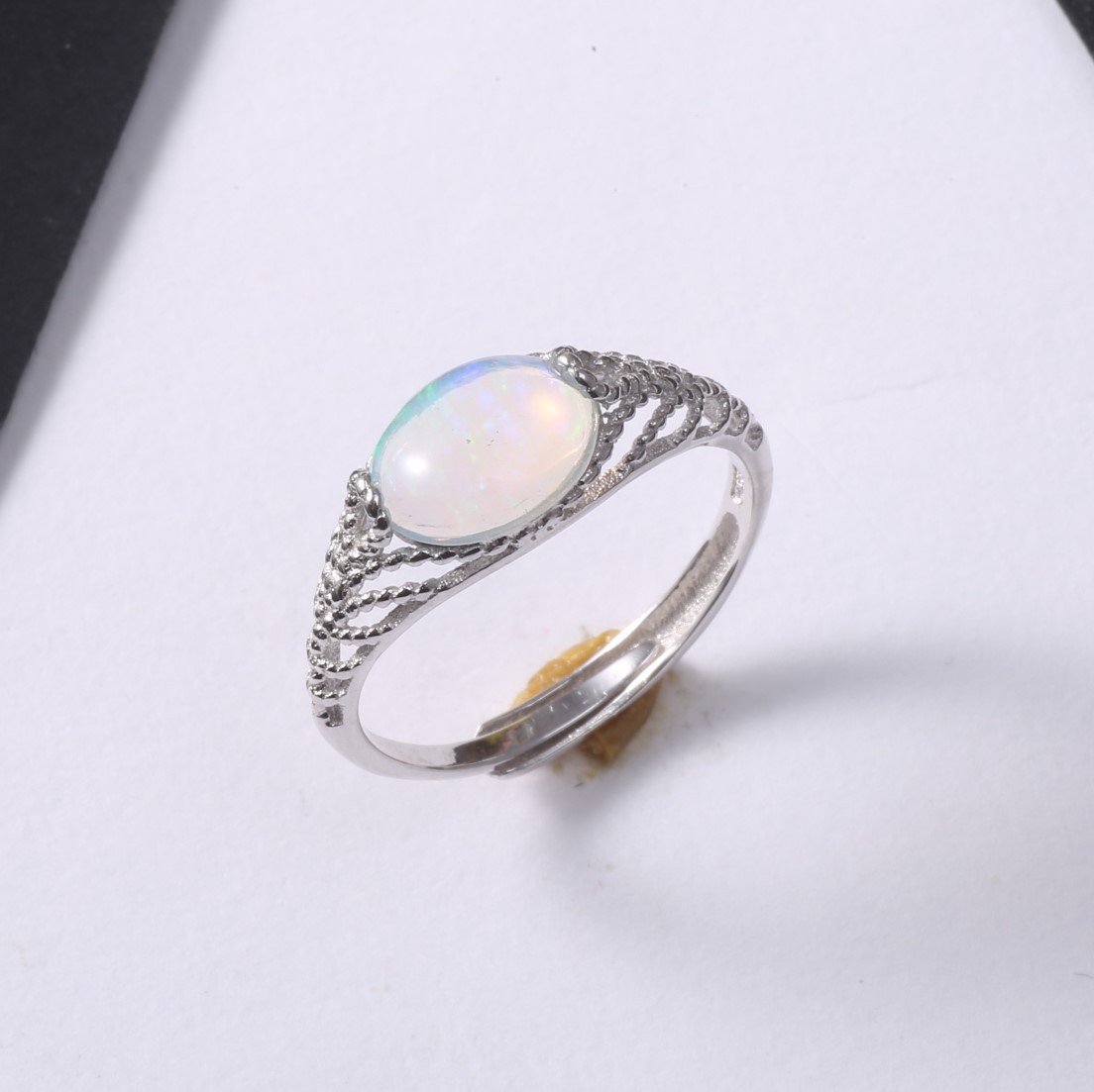 厂家定制 新款925纯银戒指女 欧泊澳宝戒指开口手饰欧美一件代发