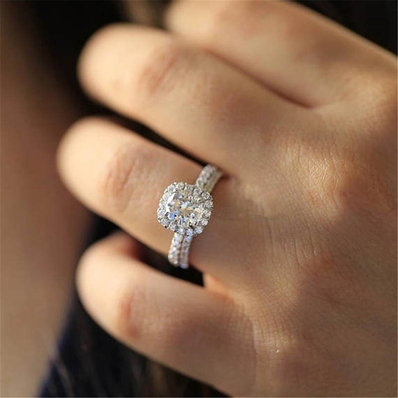 Fashion Hearts And Arrows Micro-set Rhinestone Set Alloy Ring Wholesale display picture 3