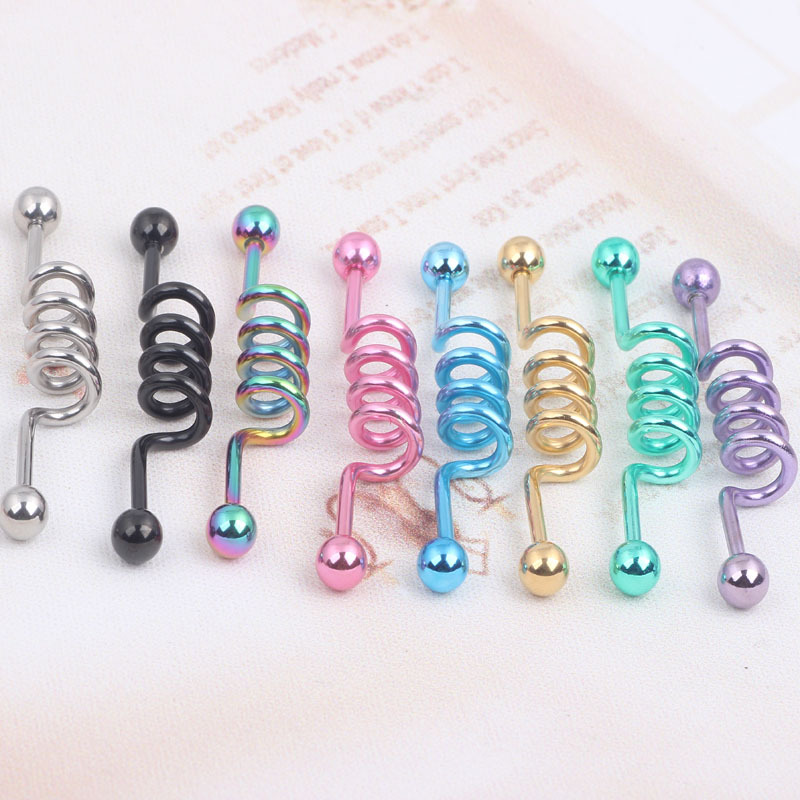 Personalized Pink Diamond 316L Surgical Steel Industrial Barbell Crossbar Ear Stud for Double Ear Piercing detail image 8