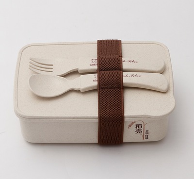 稻壳纤维便当盒耐高温便当盒上班带饭 含餐具 耐高温耐摔便当盒|ru
