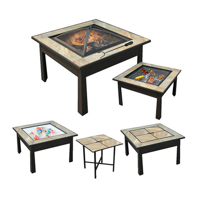 multi-function Iron art Stove outdoors courtyard Park square Iron art ceramic tile Mosaic Stove Barbecue tables