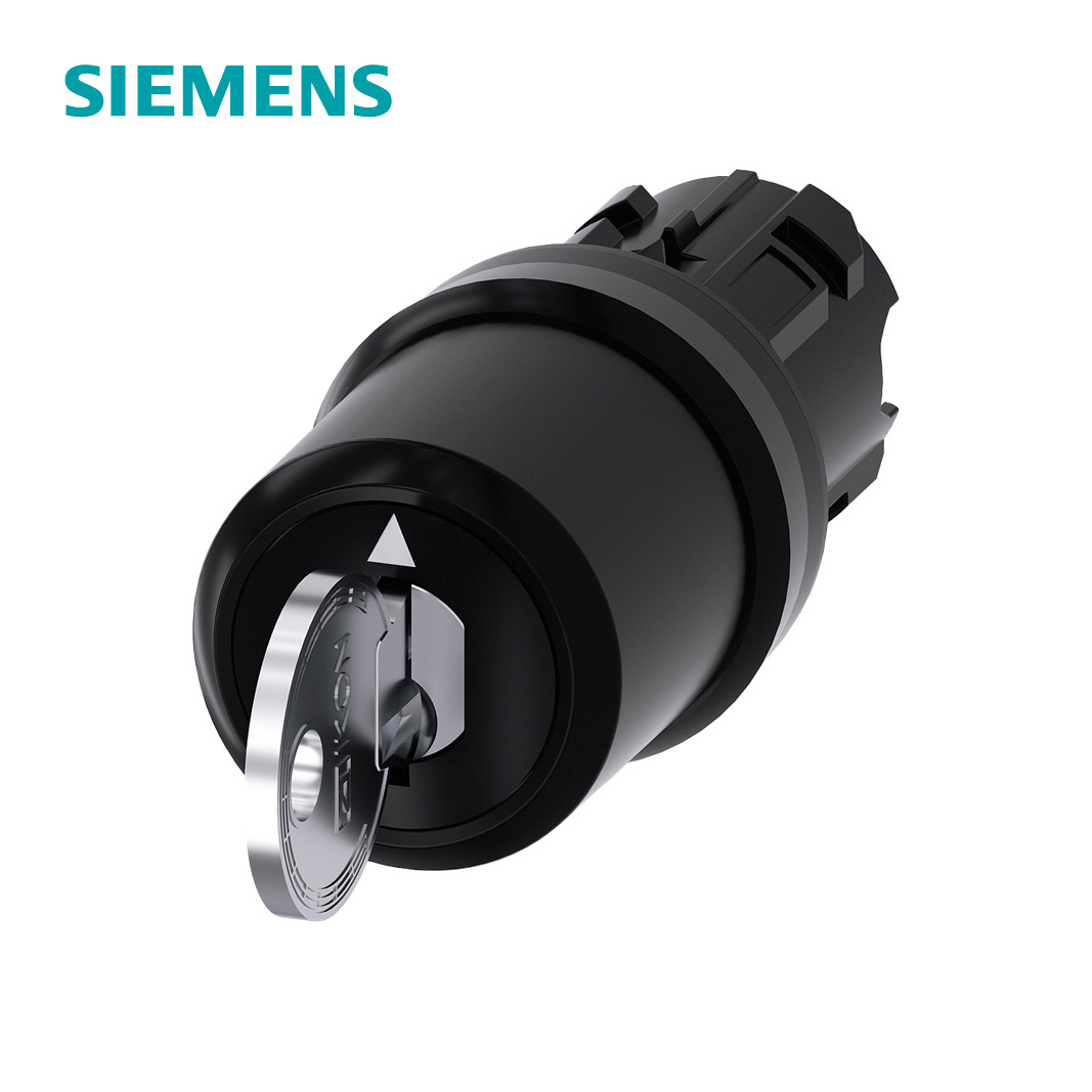 3SU1系列φ22钥匙操作塑料按钮头 3位置 锁件:IKON