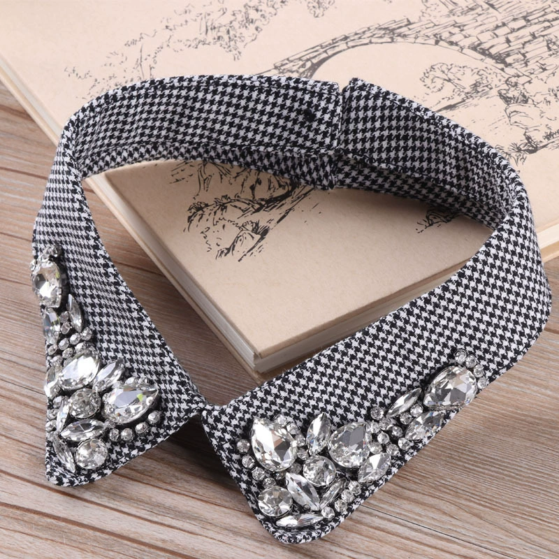 3 Цвета Украшенный декоративный воротник "гусиная лапка" накладной воротник ручной работы со стразами женский маленький круглый вырез накладной воротник рубашки воротник