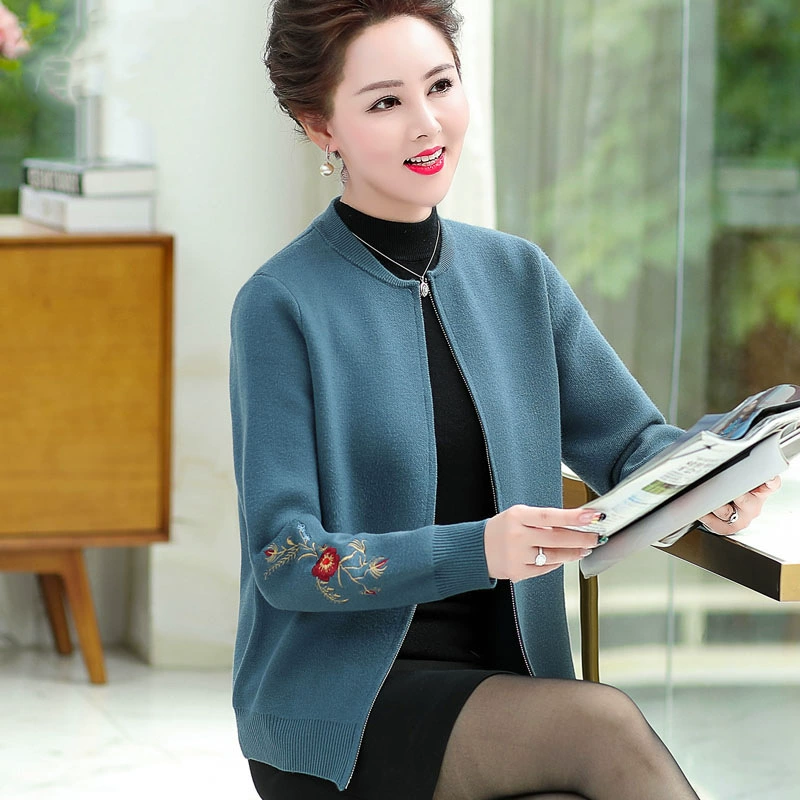 Новое весеннее пальто для мамы, вязаный кардиган, 40 лет, 50 лет, Женский Топ среднего возраста, элегантная благородная куртка 2022 года