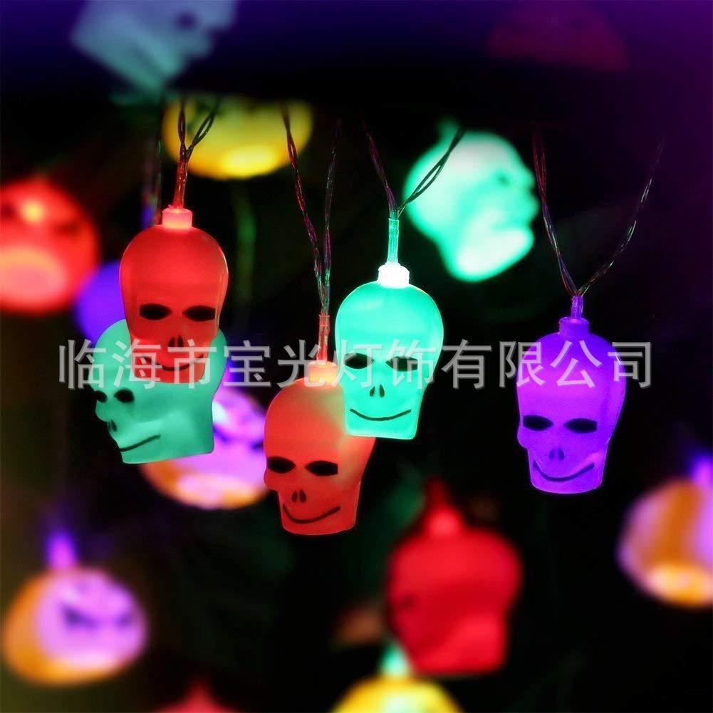 工厂现货万圣节鬼节复活节装饰用品10LED彩灯幽灵骷髅头南瓜灯串|ru