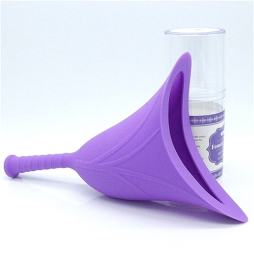 Emergency urinal for women when going out, ladies standing silicone urinal for long travel, foldable portable urinal