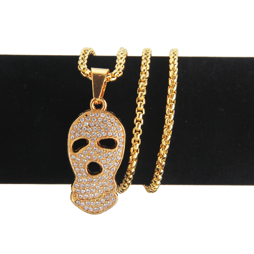 Fashion Diamond Hip Hop Pendant Necklace Men's Gold-plated Skull Hiphop Pendant Necklace display picture 3