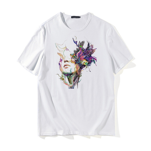 Fashion Creative Abstract Portrait Printed Short-sleeved T-shirt 