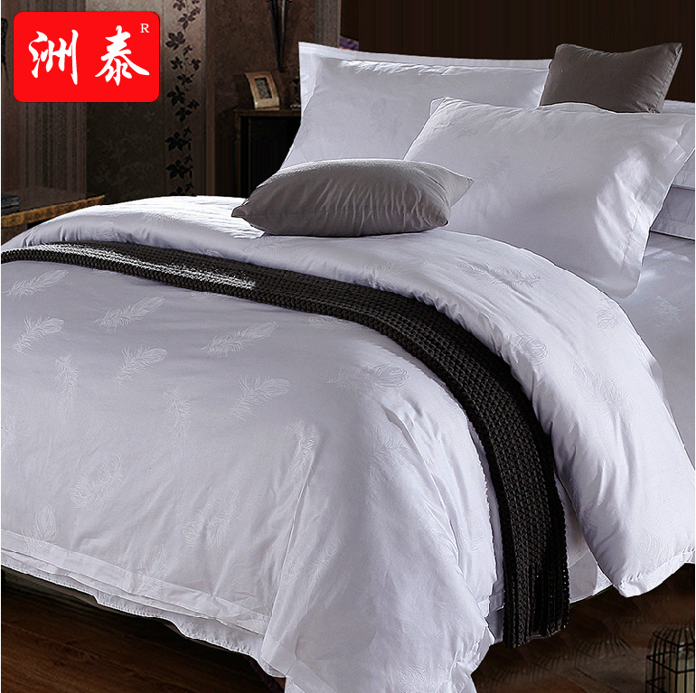 Manufactor Direct selling Gaestgiveriet Hotel Hotel Bedclothes 60 Cotton White Satin jacquard hotel Four piece suit