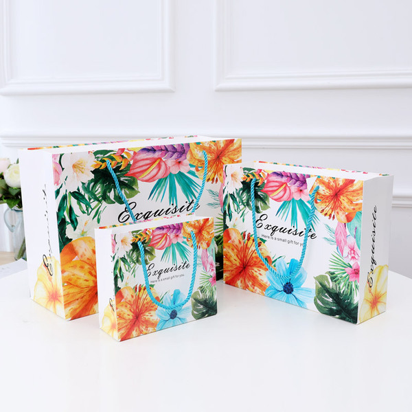 New tropical flower watercolor gift bag clothing bag paper bag…