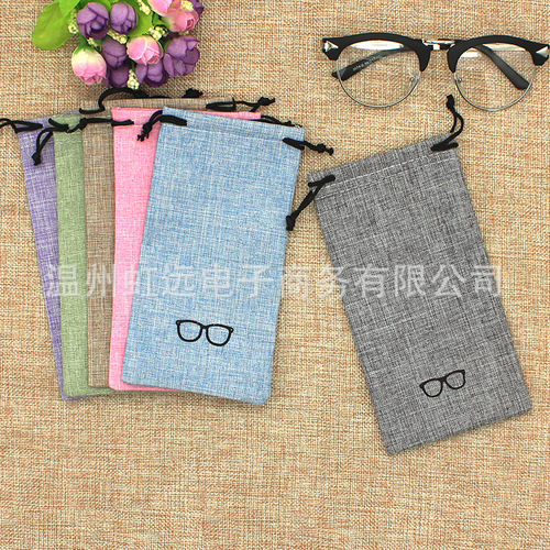 Wholesale linen glasses box, iron box wrapped in cotton and linen, small fresh and simple myopia glasses box, flip cover, retro linen surface