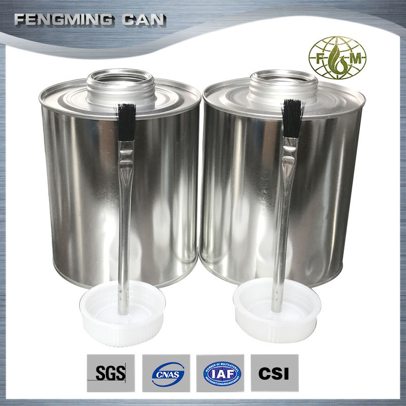 947ml轮胎管道胶水罐 32oz马口铁带毛刷铁罐 化工涂料圆罐1公斤装