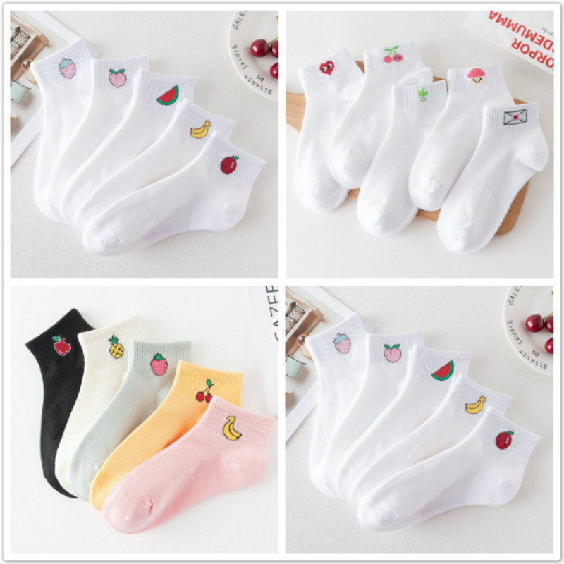 Ladies Fruit Boat Socks Autumn New Arrival Cotton Casual Low Top College Style Short Socks Factory Wholesale