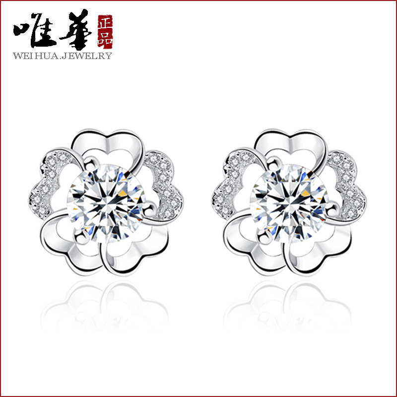 三生三世十里桃花镀银耳钉 女士 梅花朵简约个性百搭耳饰品 批发|ru