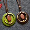 Retro ethnic wooden accessories, pendant, necklace, sweater, ethnic style, cotton and linen, simple and elegant design