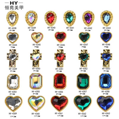 美甲饰品 日系手机壳diy配件 彩色大桃心合金贴钻美甲装饰批发