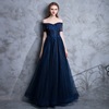 New style atmosphere sexy shoulder length host company annual meeting dinner party evening dress girl