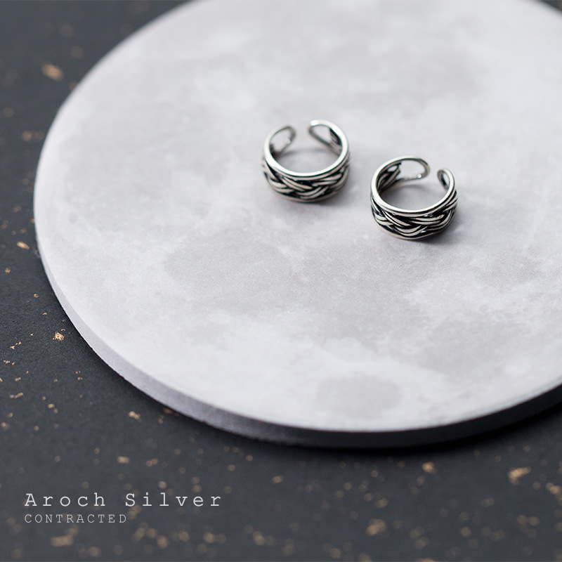 S925 clip de orejas de plata para mujeres retro tailandés plata torcida sin agujeros de orejas clip de orejas de estilo nacional perno de orejas joyas de orejas para mujeres E7270