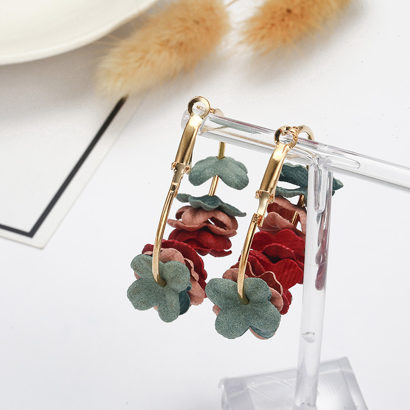 Korean Cloth Flower Alloy Earrings display picture 8