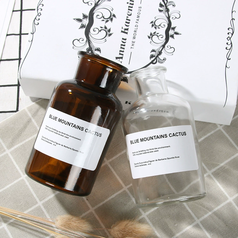 Оптовая Легкий Роскошный Стиль Скандинавский Стеклянная Ваза Домашняя Мебель Креативные Аксессуары Украшения Прозрачная Бутылка Гидропоники Коричневая Бутылочная Ваза