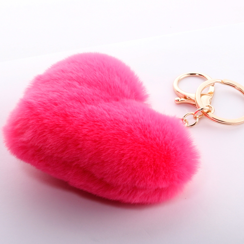20g Weight Keychain Classification Plush, Metal Material Peach, Heart Pattern Unisex Gender Grey, Pink, Red, Green, Yellow, Black Color Peach Heart Keychain Plush Metal Unisex Keychain 10
