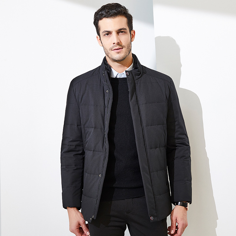 2018秋冬新款羽绒服男加厚保暖轻薄男装时尚立领中年男士羽绒服