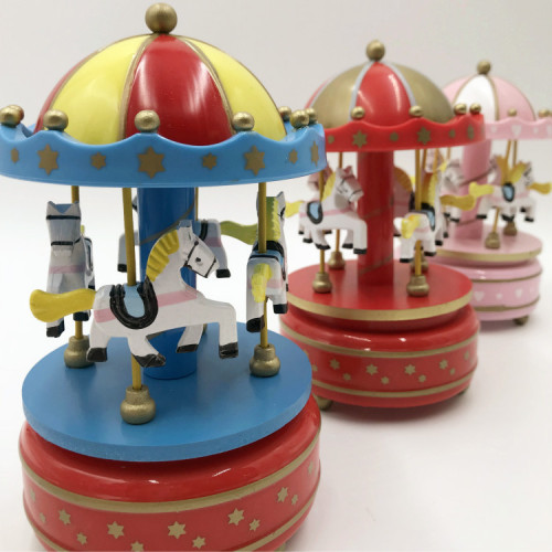 Small Batch Wholesale Round Top Scene Cake Stand Carousel Music Box Eight-Track Player Sky City
