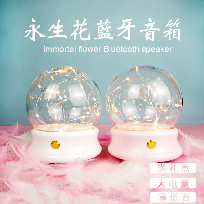 Lighting Button Spend eternity Glass cover Spend eternity Bluetooth Speaker LIGHT Dried flowers Spend eternity