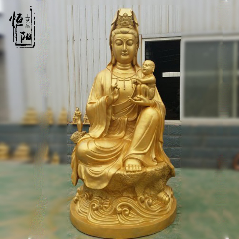 铜佛像 送子观音摆件 宗教庙宇铜雕