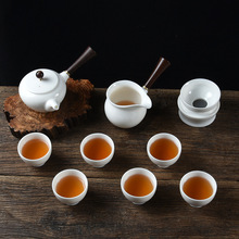 白瓷功夫茶具套裝 薄胎影雕茶具 骨瓷 高白玉瓷 透光浮雕冰清玉潔