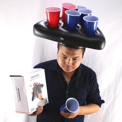 Cross-border spot PVC Inflatable triangular cap Table Tennis game Hat care inflation Tricorn Cup seat inflation Beer