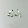 Fresh green fashionable earrings, silver 925 sample, Korean style