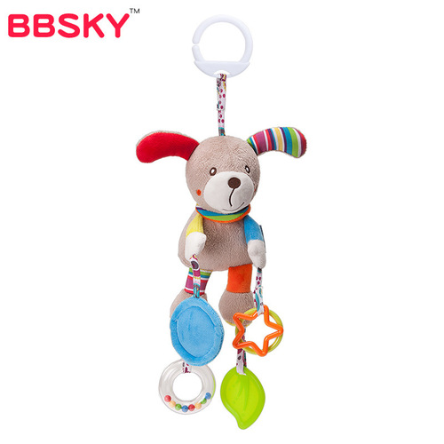 Newborn sound rattle car hanging toy crib bell plush soothing 6-month-old baby toy cross-border