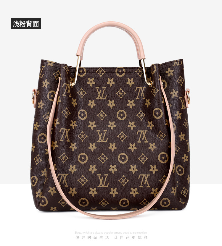 2018新款大容量時尚簡約休閑女式老花單肩斜跨手提包兩件套子母包