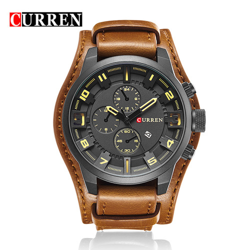 CURREN 8225 Men's Fashion Personalized Quartz Watch Calendar Belt Strap Large Dial Watch