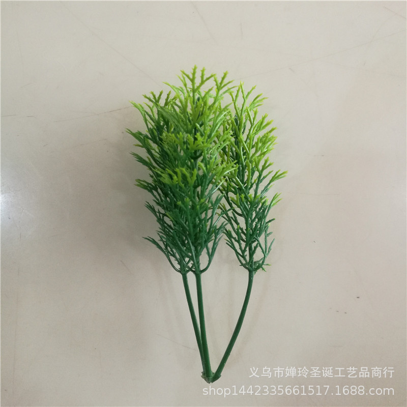 仿真植物塑料水草配件 三叉香草 水草把束绿色小草配件大量批发