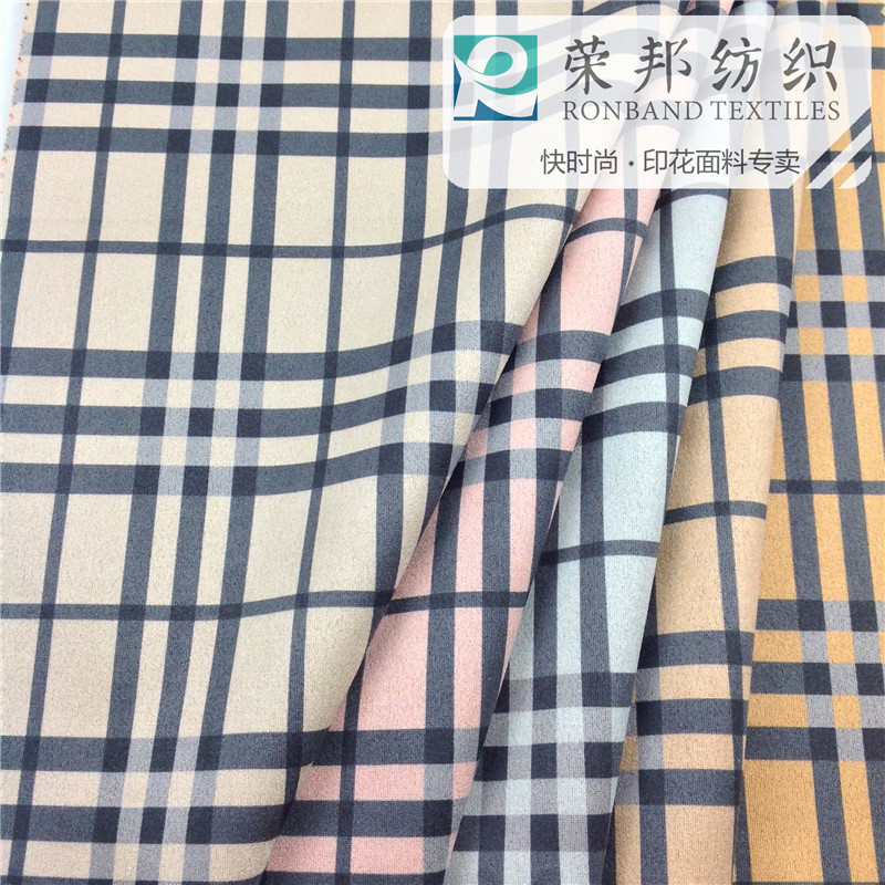 空气层鹿皮绒印花弹力鸡皮绒 秋冬套装外套连衣裙印花布 厂家直销