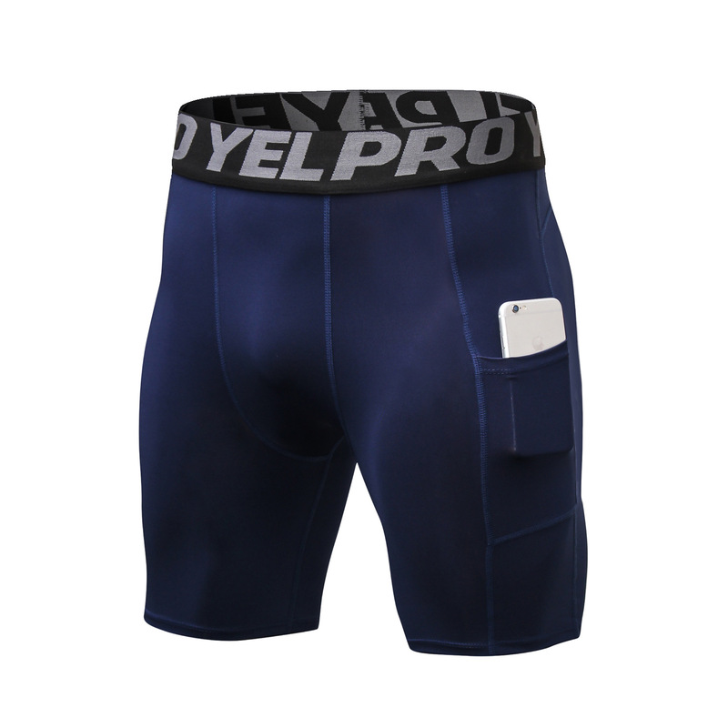 Wholesale Men's PRO Fitness Shorts with Pocket Sports Running Training Sweat-wicking Quick-drying Stretch Tight Shorts Wholesale Men's PRO Fitness Shorts with Pocket Sports Running Training Sweat-wicking Quick-drying Stretch Tight Shorts