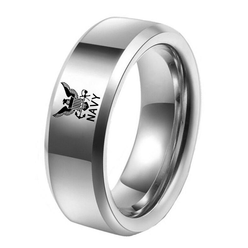 Titanium Steel American Soldier Emblem Badge Ring