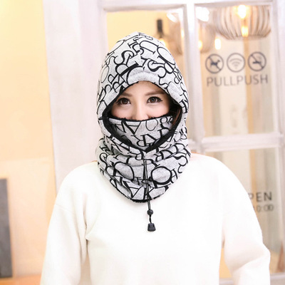 2020秋冬季女保暖套头帽户外骑车防风护耳头帽加厚毛绒帽子包头帽
