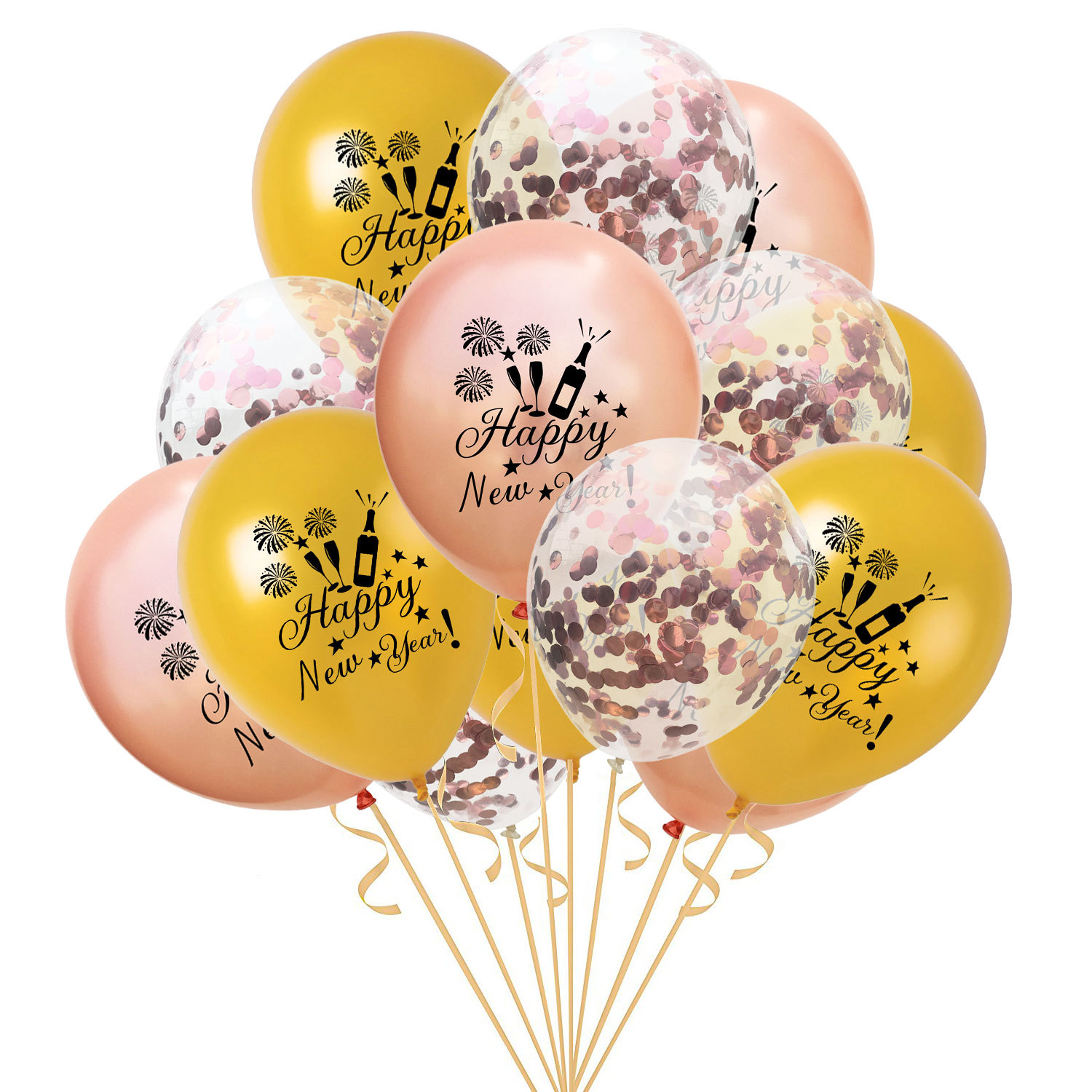 Oro + oro rosa + lentejuelas de oro rosa