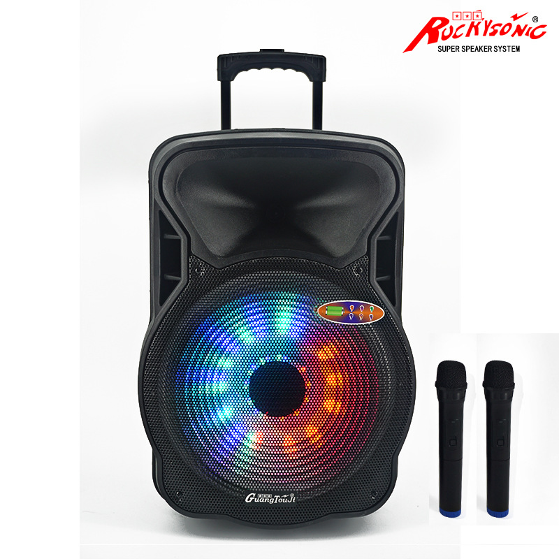 厂家直销 彩灯15寸带蓝牙户外移动拉杆电瓶音响 广场舞大功率音箱详情图4